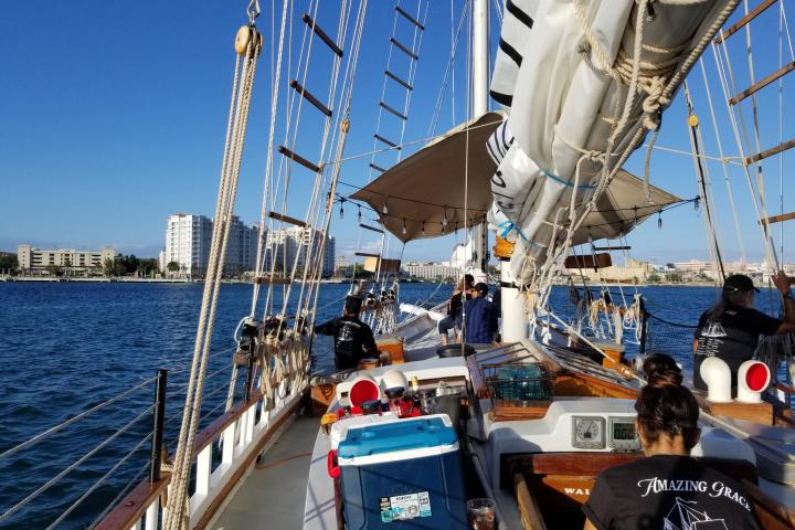 a group of people on a boat
