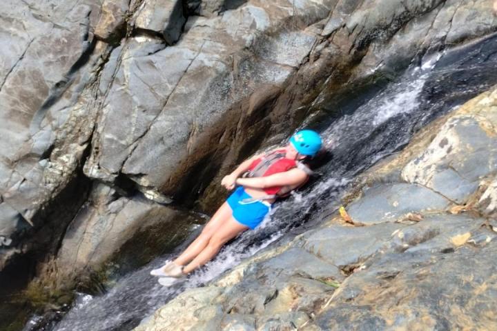 a bird sitting on a rock in a pool of water
