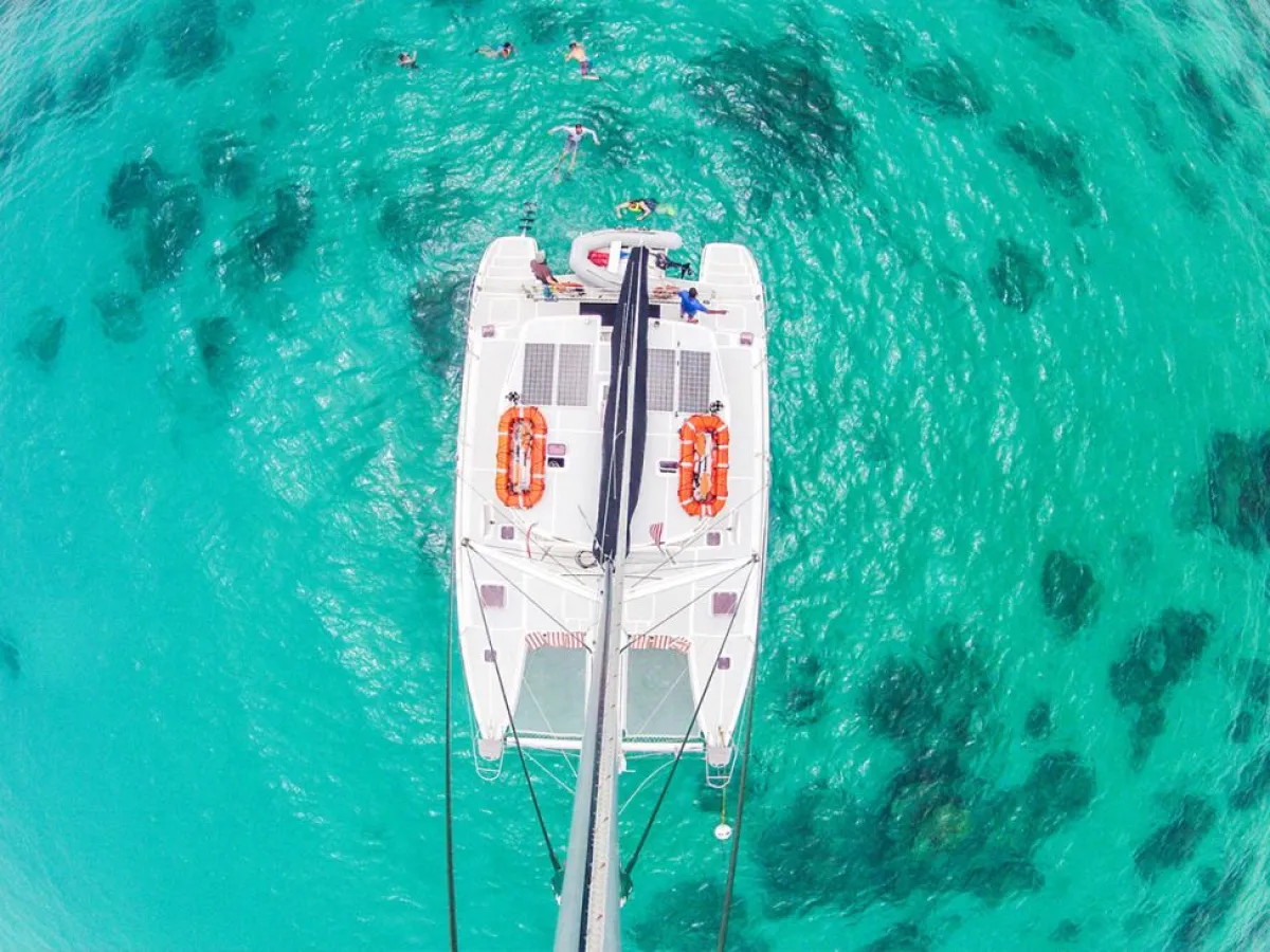 a blue and green water