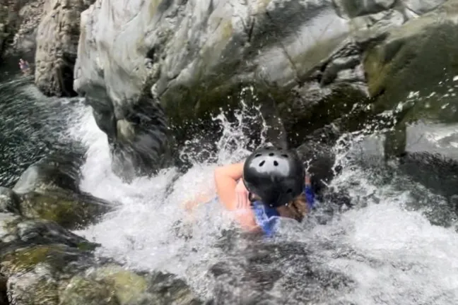 a man in a pool of water