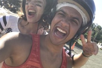 a couple of people posing for the camera