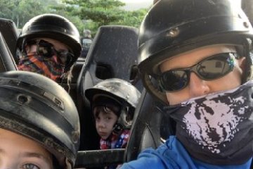 a person wearing a helmet