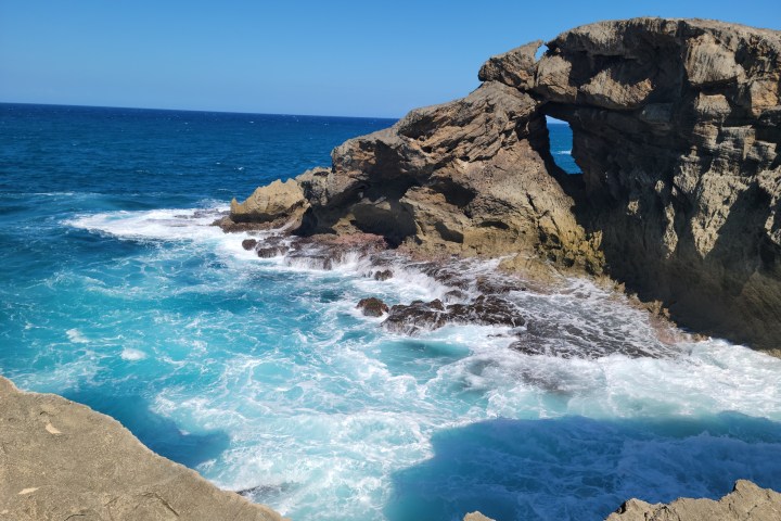 a man sitting on a rock near the ocean with McWay Falls in the background