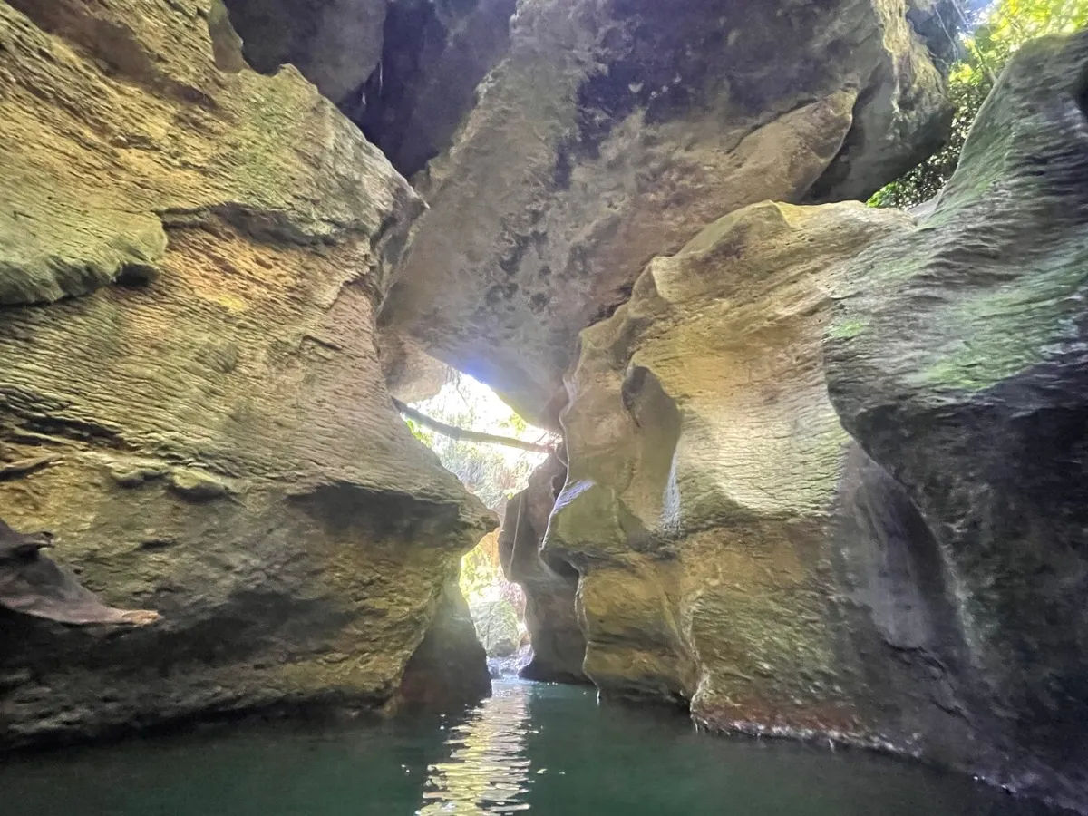 water next to the rock