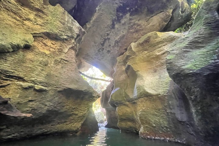 water next to the rock