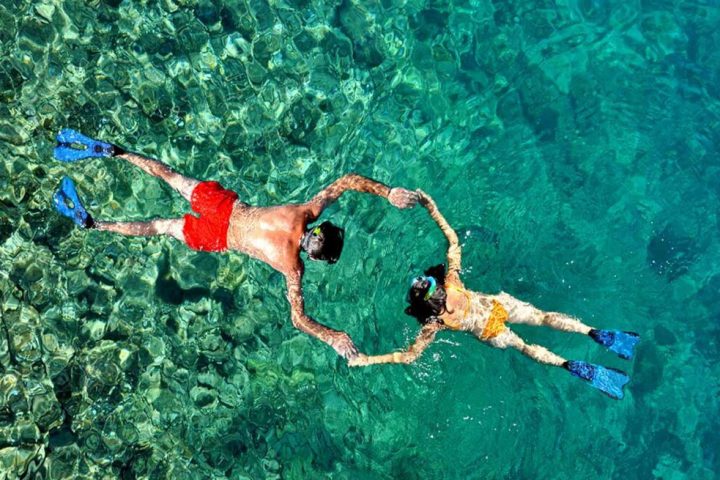 a person swimming in the water