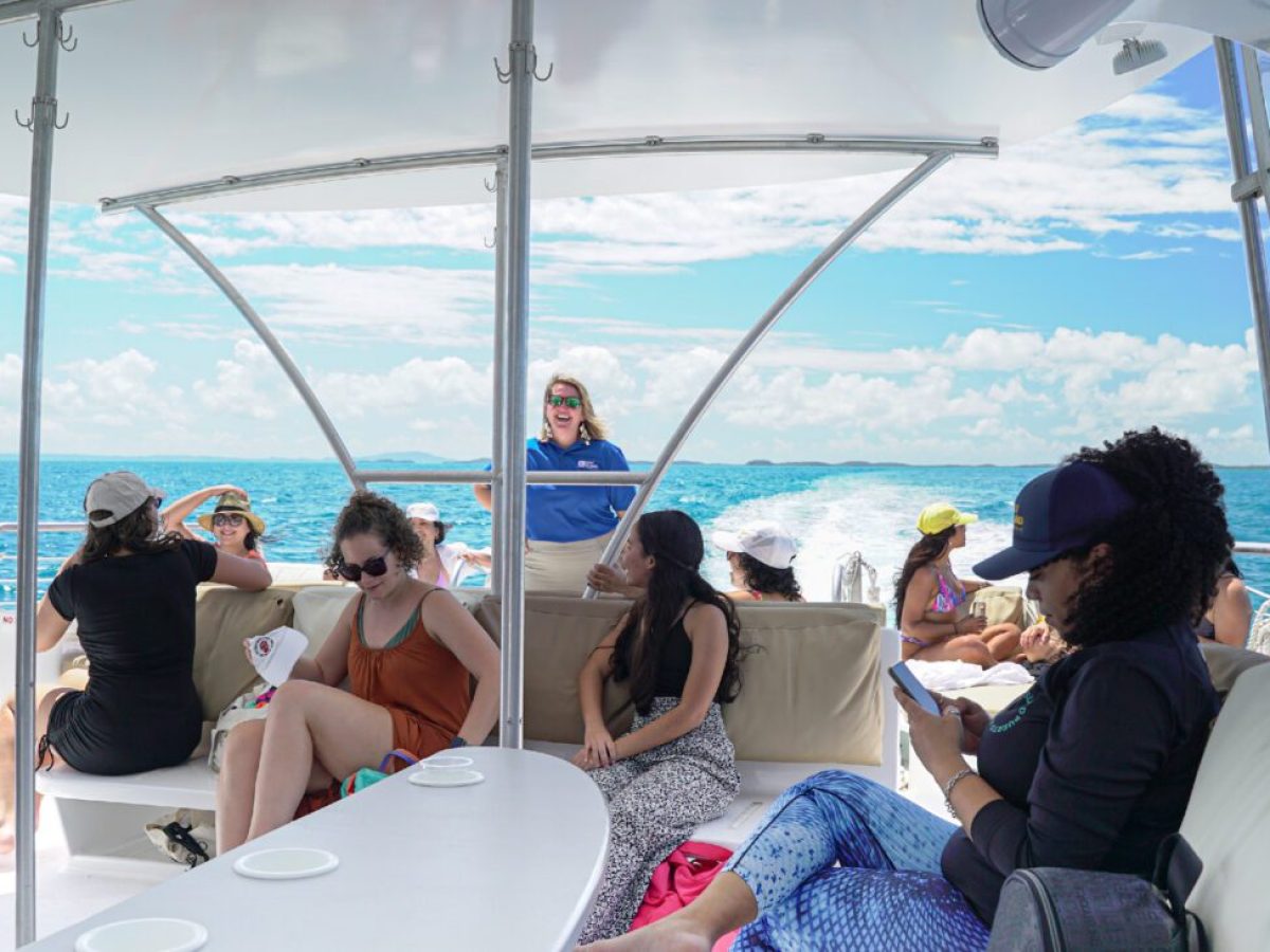 a group of people on a boat